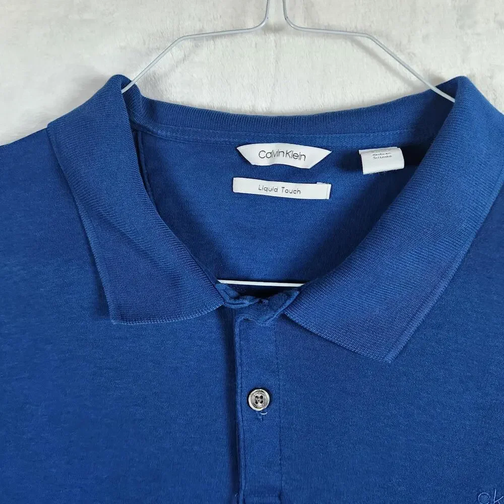 Calvin Klein Liquid Touch Men's Blue Polo Short Sleeve Size‎ 2XL
